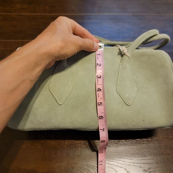 Free People Sierra Suede Shoulder Bag Sage Green Whimsy Boho Chic East West Bag - Picture 8 of 12
